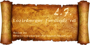 Lozinberger Ferdinánd névjegykártya